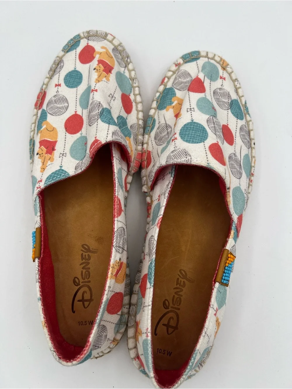 UBUNTU Disney Winnie The Pooh Canvas Slip On Espadrille Size 10.5 Balloon Print